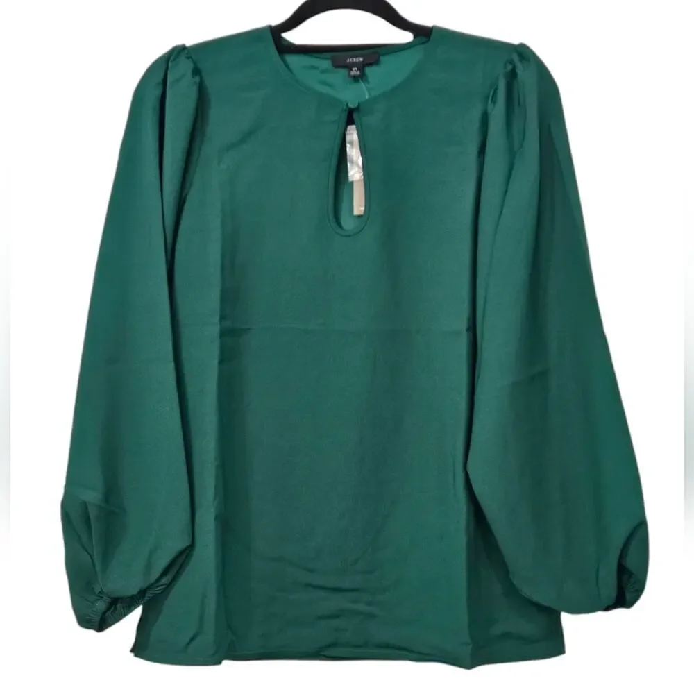NWT J. Crew Puff Sleeve Satin-Back Crepe Top Small Tall